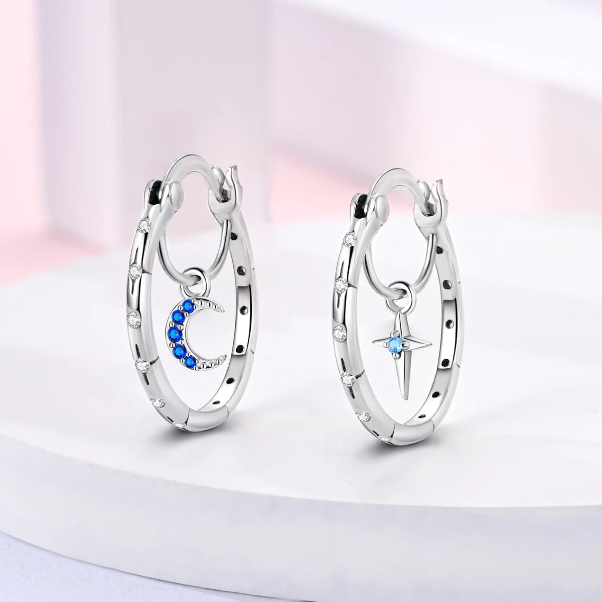 Funkelnde 925er Silber Creolen m. Zirkonia | Luxus-Qualität | Trend Ohrringe