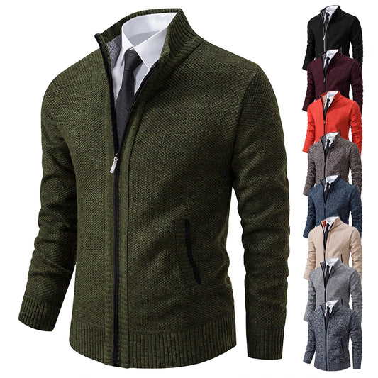 Herren Herbst Jacke Übergangsjacke Warme Sweatjacke Zipper Sweater Strickjacke