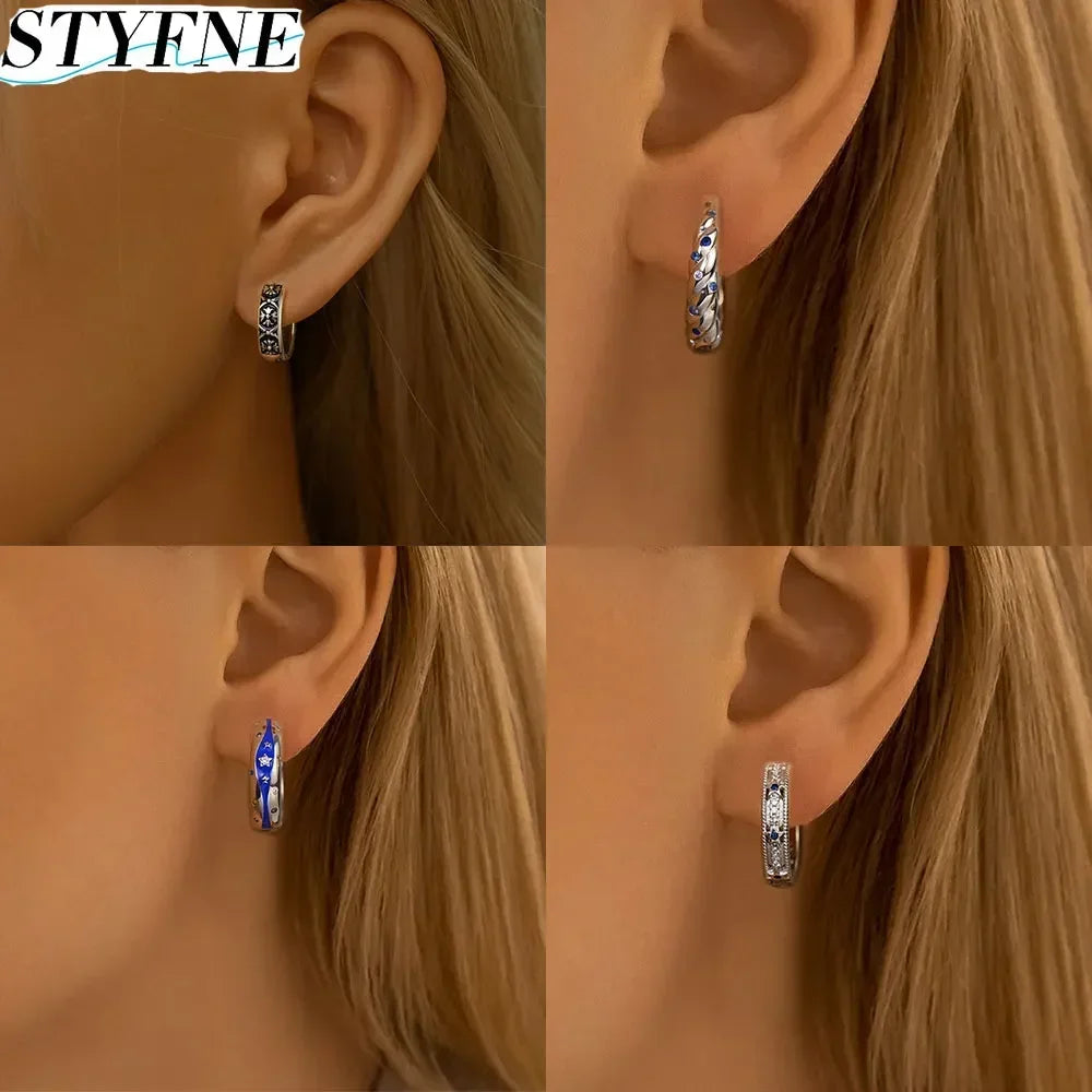 Creolen 925 Silber Ohrringe Zirkonia | Hypoallergen | Luxus Ohrstecker Geschenk