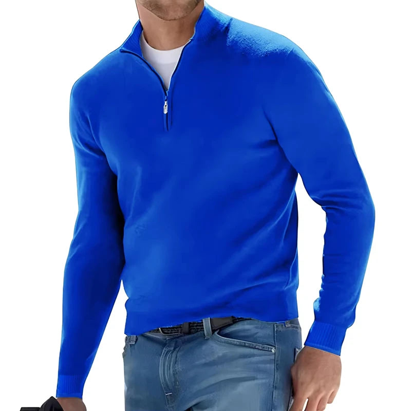 Herren Pullover Sweatshirt Troyer Pulli Sweater Stehkragen Zipper Langarmpulli