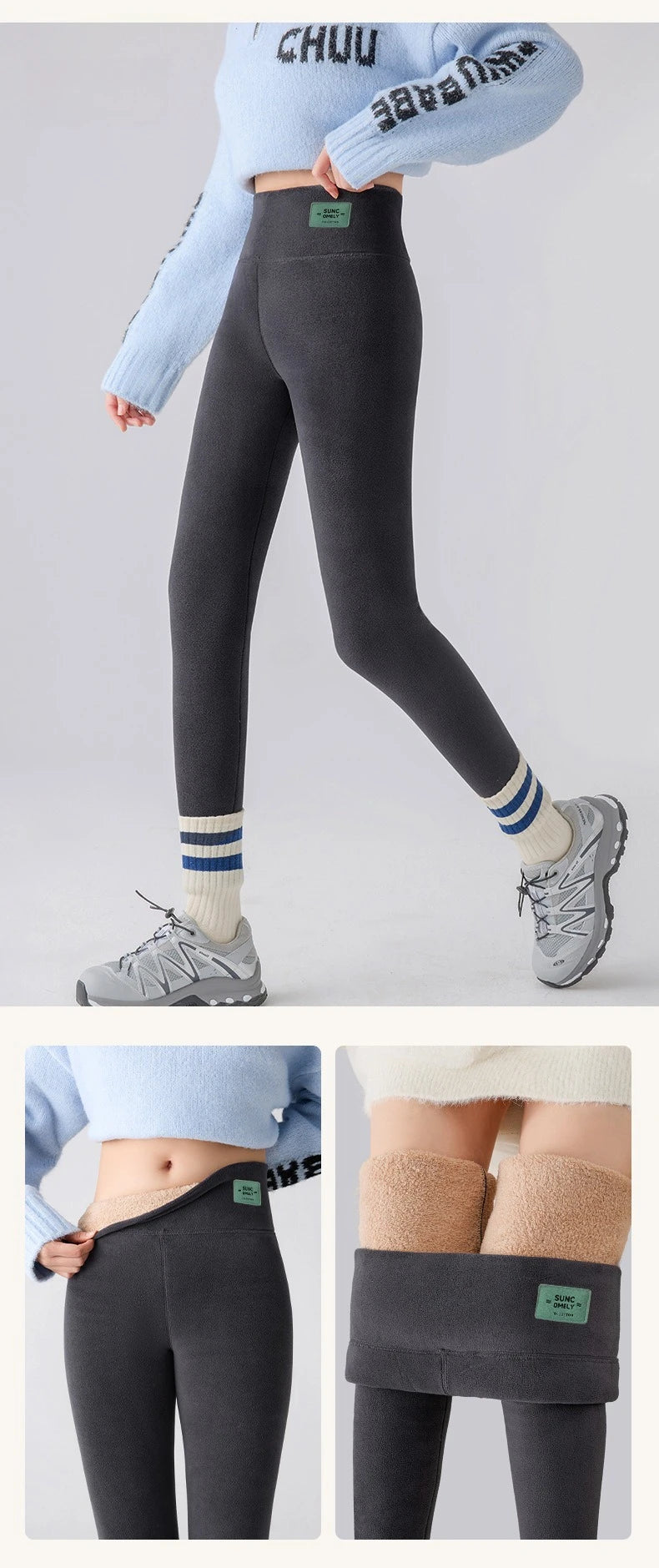 Frauen Hose Winter Leggins Warm Thermohose Innenfleece Blickdichte Strumpfhose