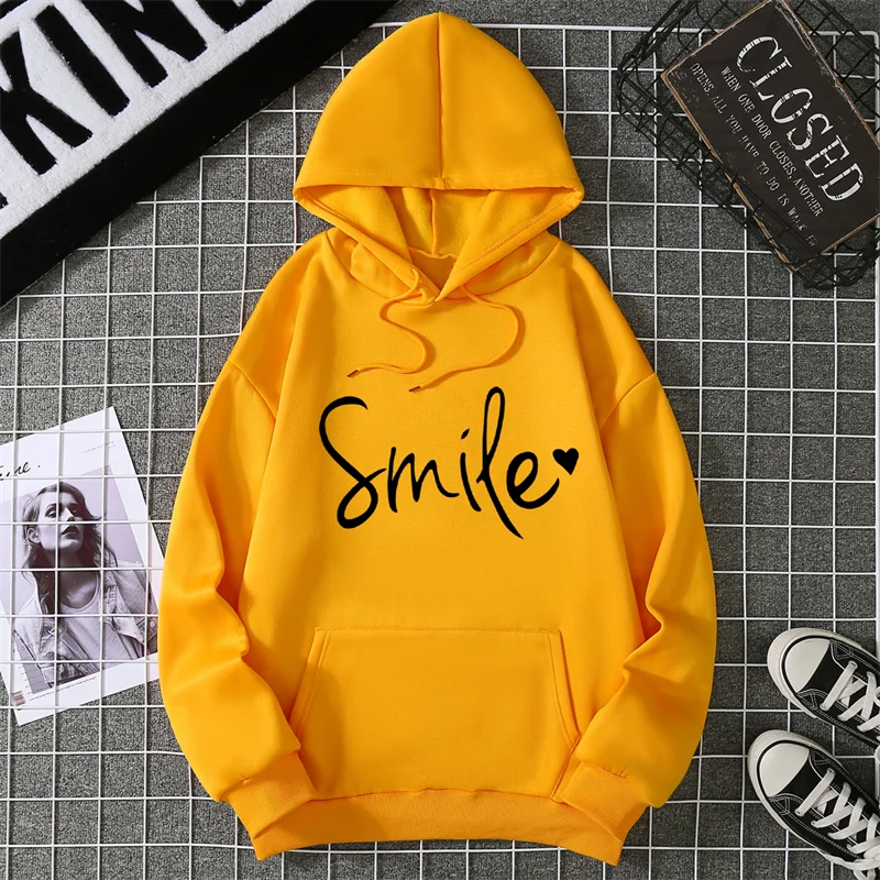 Smile Kapuzenpullover Sweatshirt Fleece Hoodie Pulli Damen Kapuzenpulli Shirt