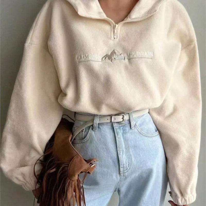 Felpa Donna  Giacca Sportiva Tuta Maniche Lunghe Cappuccio Maglia Shirt Fleece