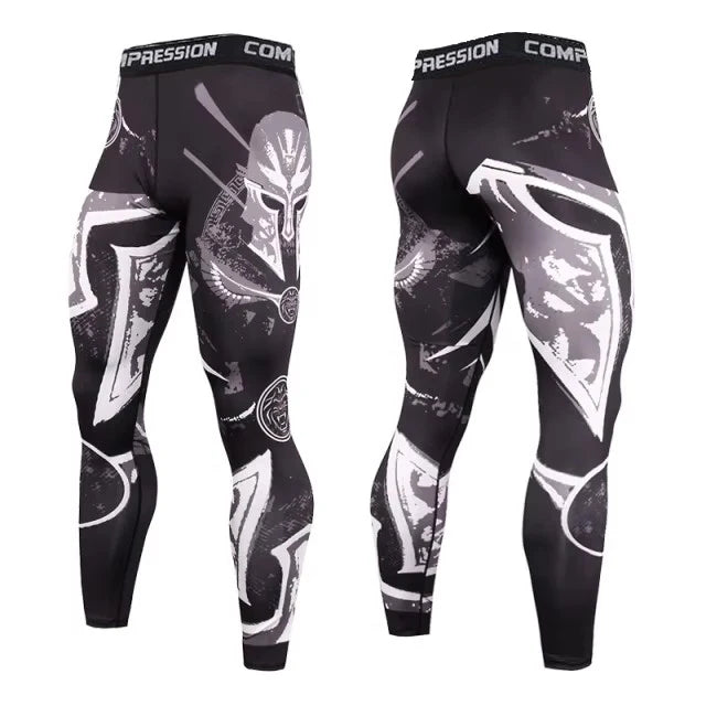 Pantaloni a Compressione da Uomo Leggings Calcio Corsa Palestra Leggins Calza
