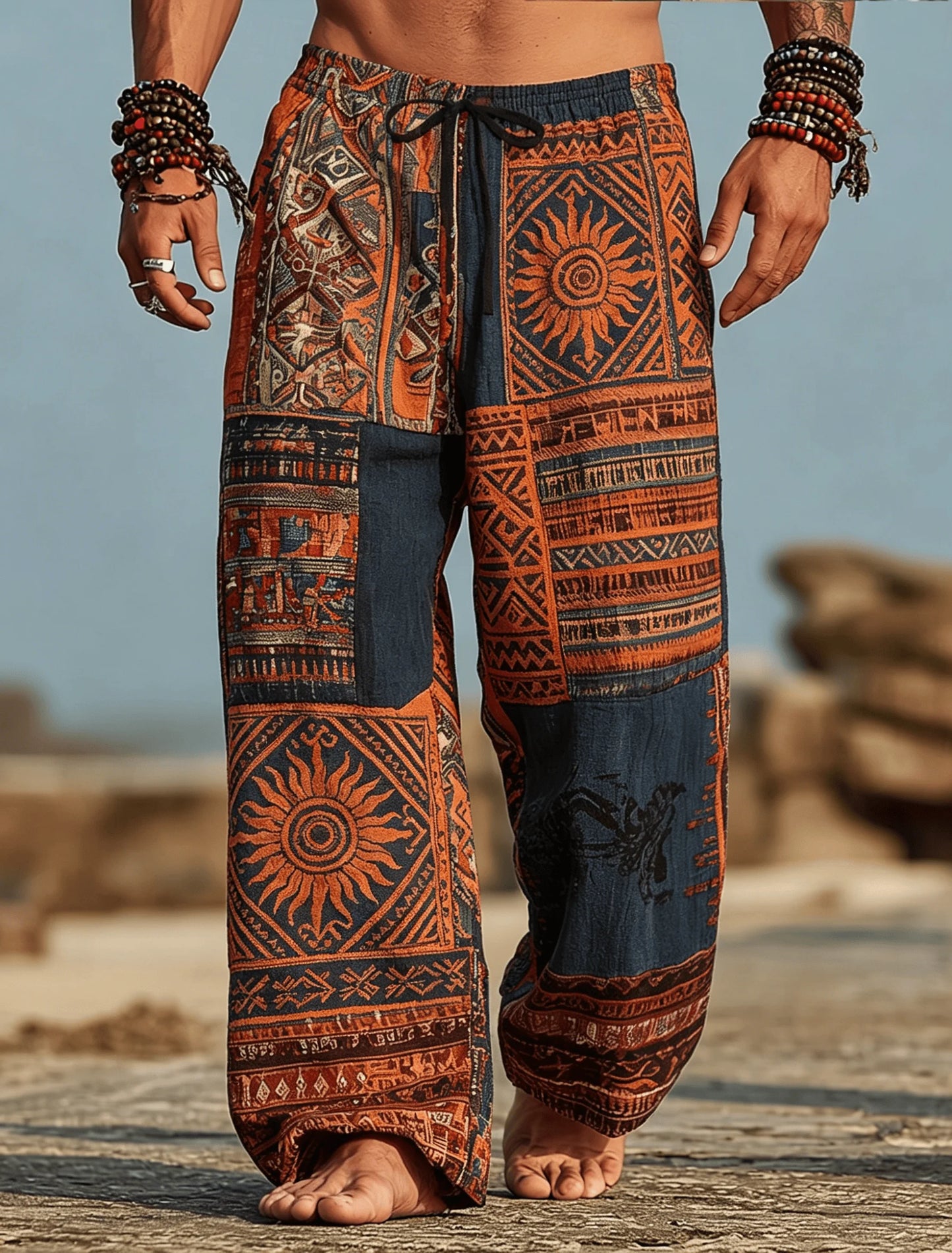 Männer Hose mit Kordelzug Freizeithose Pumphosen Pluderhosen Jogger Jogginghose