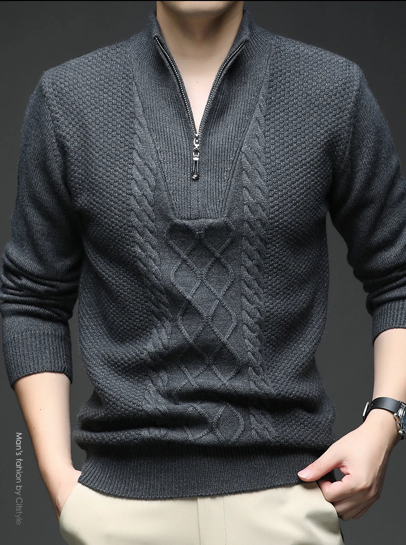 Herren Pullover Sweatshirt Troyer Pulli Sweater Stehkragen Zipper Langarmpulli