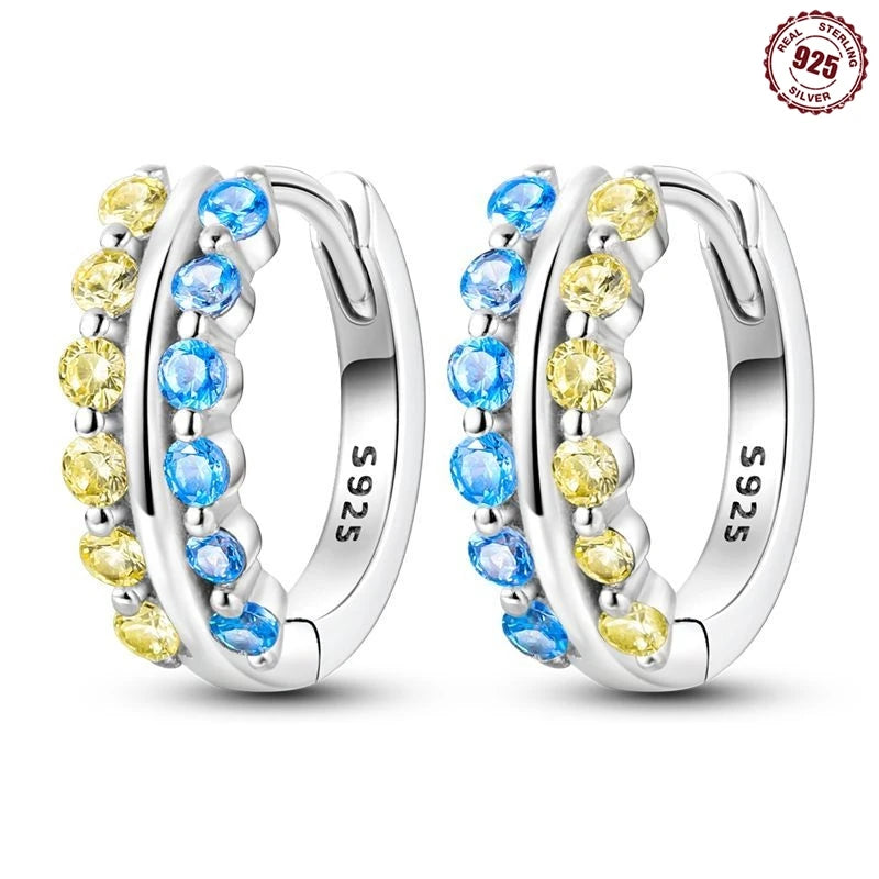 Funkelnde 925er Silber Creolen m. Zirkonia | Luxus-Qualität | Trend Ohrringe