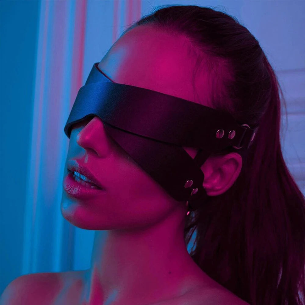 Harness Maske Augenbinde Lack Leder Fetisch Bdsm Bondage Dessous Augenmaske