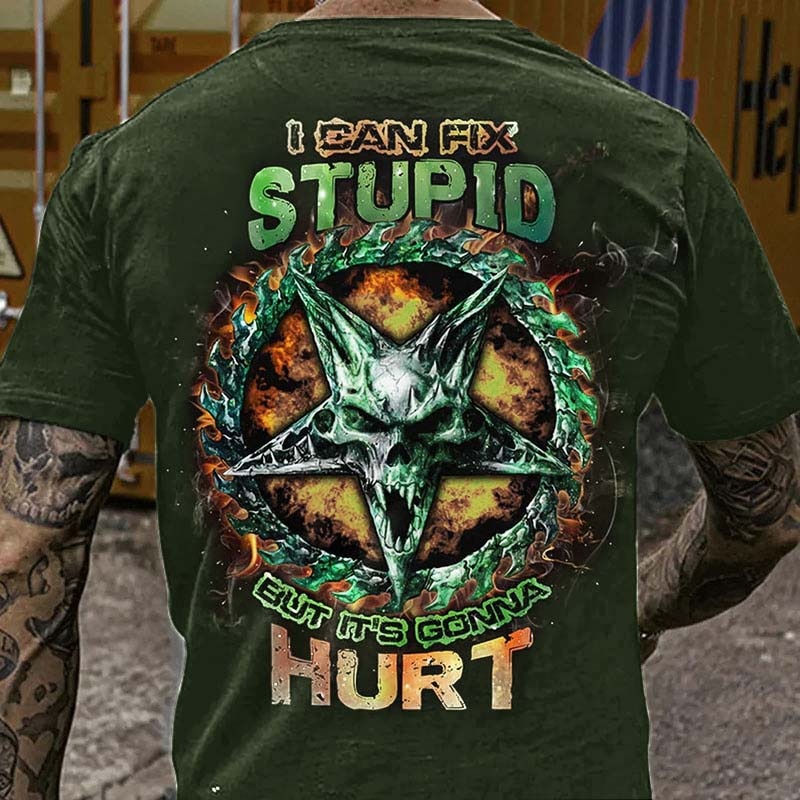 Herren Metal Skull Horror 3D T-Shirt Rundhals Unisex Sommer Streetwear