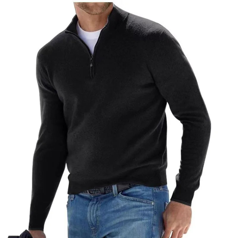 Herren Pullover Sweatshirt Troyer Pulli Sweater Stehkragen Zipper Langarmpulli