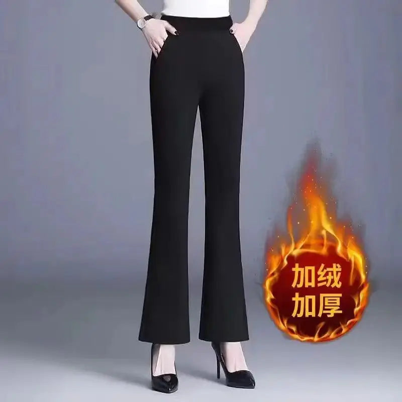 Damen Winter Warm Thermo Schlaghose Hose Innenfleece Stretch Hosen Leggins