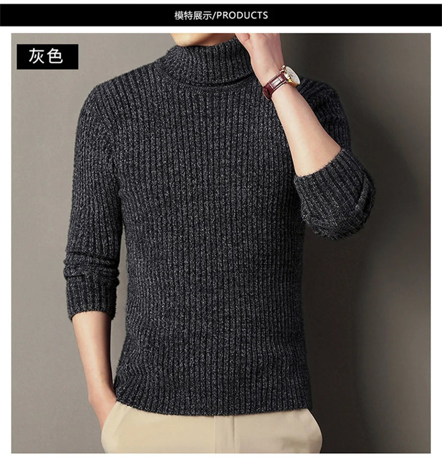 Herren Rollkragen Pullover Sweatshirt Pulli Zipper Sweater Shirt Langarmshirt