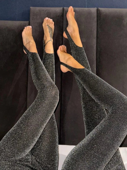 Frauen Herbst Seiden glänzende Strumpfhose Blickdicht Hose Leggins Stretch Hose