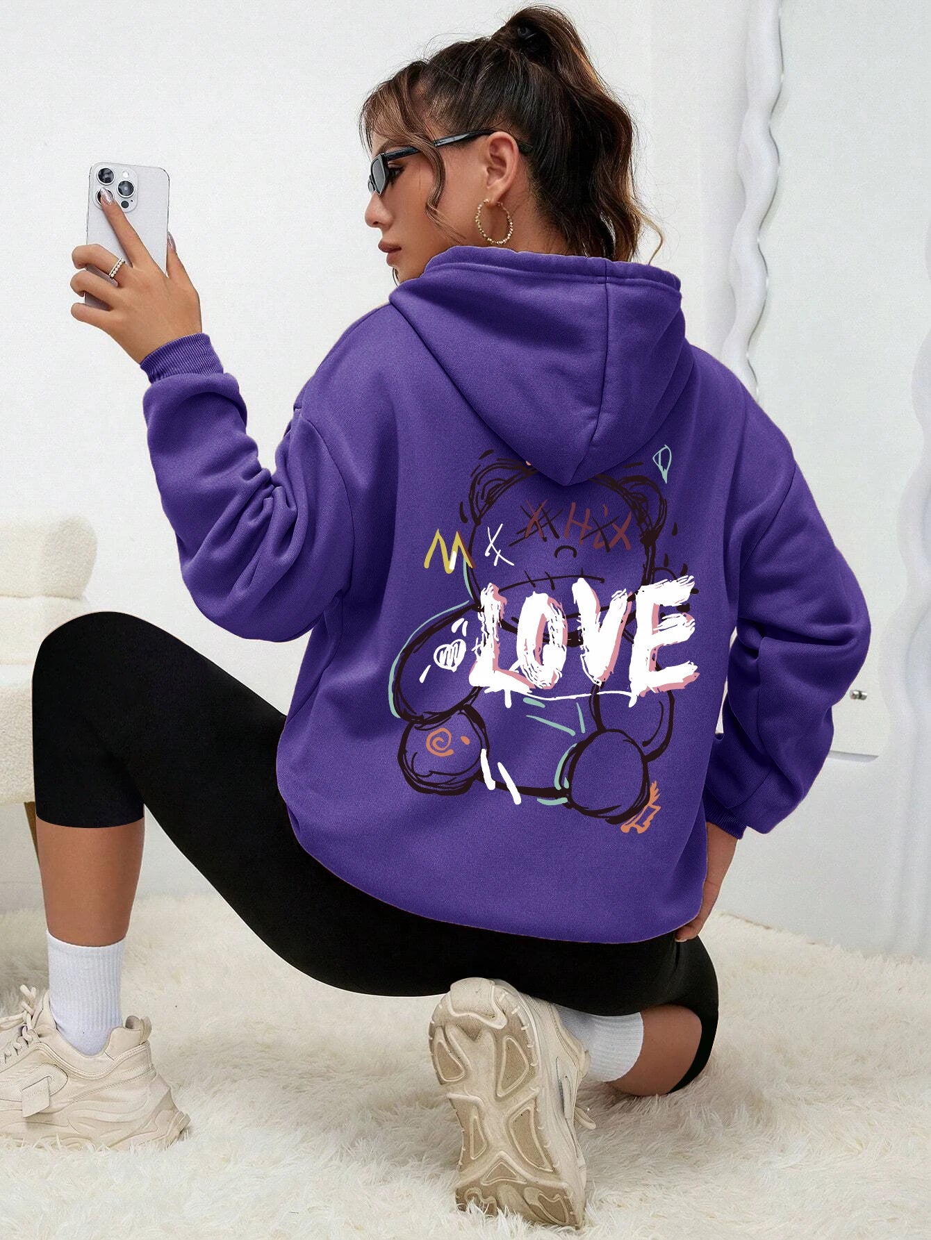 Teddybär Kapuzenpullover Sweatshirt Fleece Hoodie Pulli Damen Kapuzenpulli Shirt