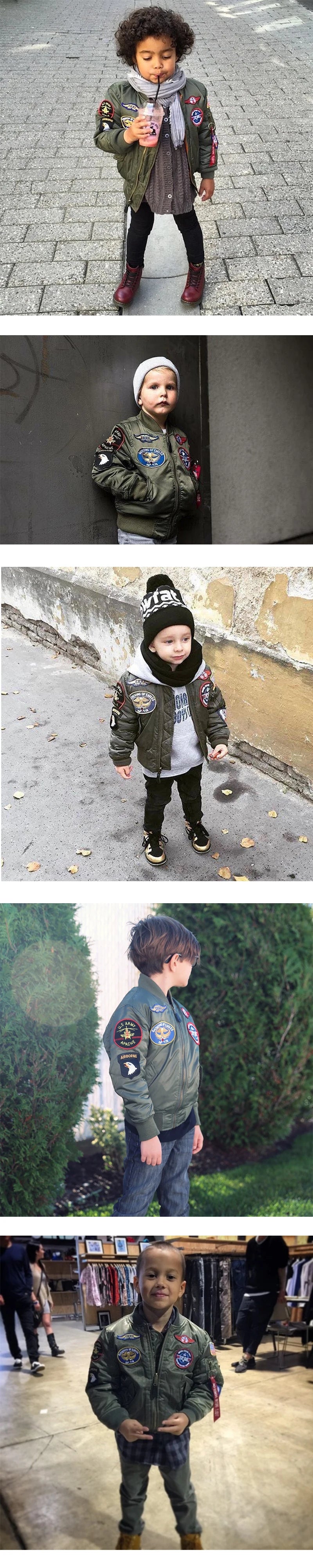 Jungen Mädchen Kinder US Army Ma-1 Bomber Jacke Fliegerjacke Pilotenjacke