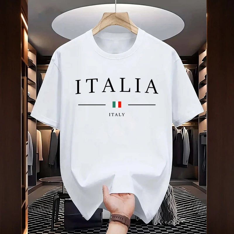 T-Shirt Uomo Manica Corta Italia Maglietta Camicia Maglia Italy 100% Cotone