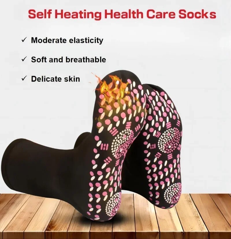 5 Selbsterwärmende Turmalin-Magnet Socken Therapie Magnetfeldtherapie Fußmassage