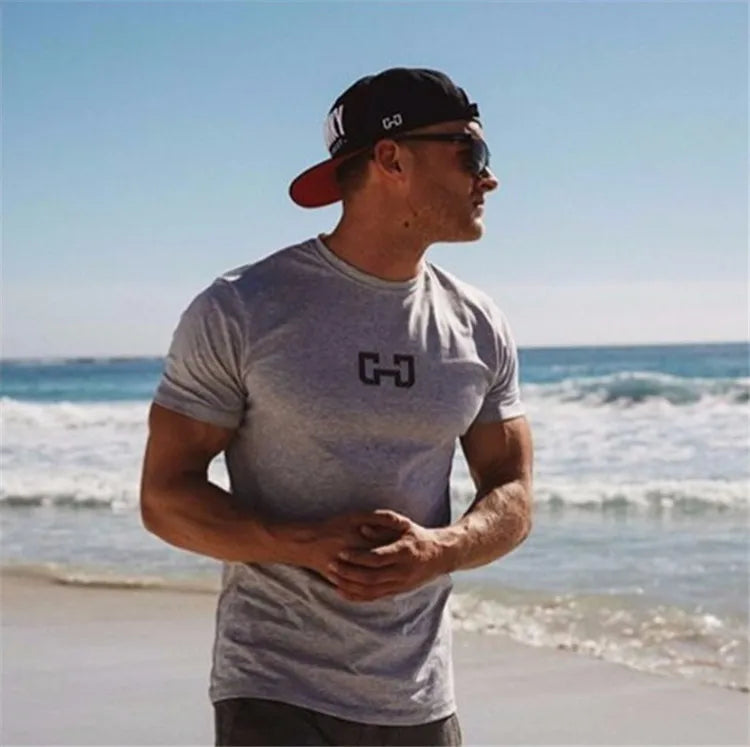 Männer Mode T Shirt Männer Tops Sommer Fitness Bodybuilding Kleidung Muscle Männlichen Shirts Baumwolle Slim Fit Tees