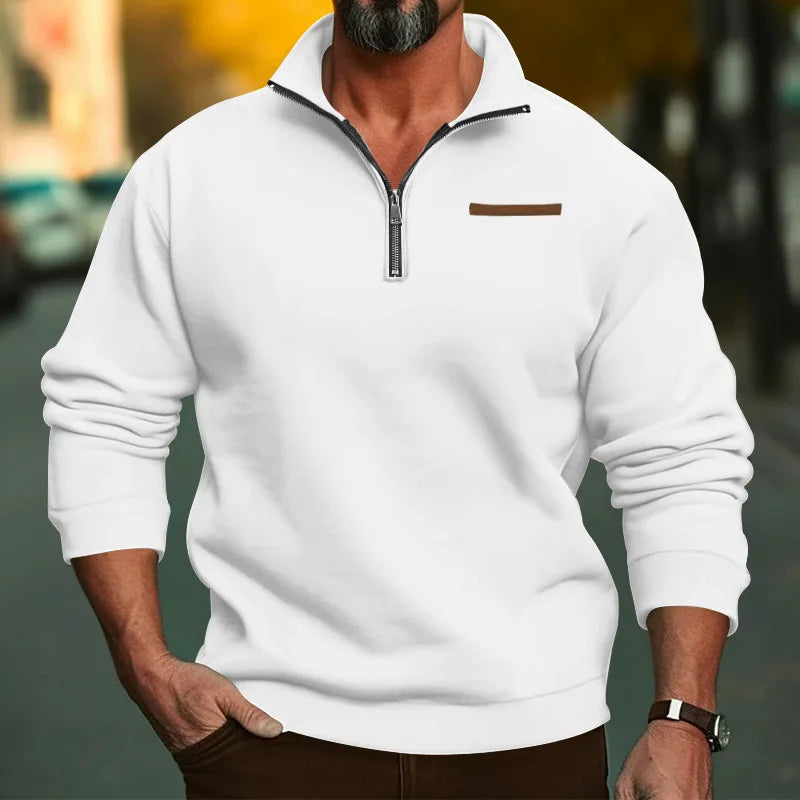 Herren Pullover Sweatshirt Troyer Pulli Sweater Stehkragen Zipper Langarmpulli