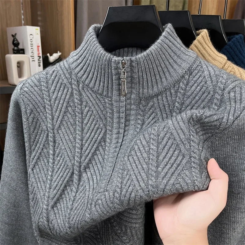 Herren Pullover Sweatshirt Troyer Pulli Sweater Stehkragen Zipper Langarmpulli