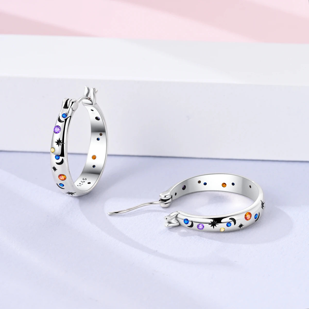 Orecchini a Cerchio in Argento 925 Sterling con Zirconi | Creole Brillantini