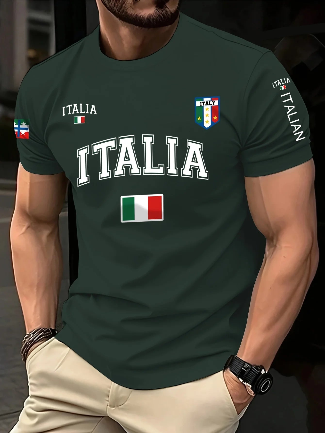 T-Shirt Uomo Manica Corta Italia Tops Maglietta Camicia Maglia Italy