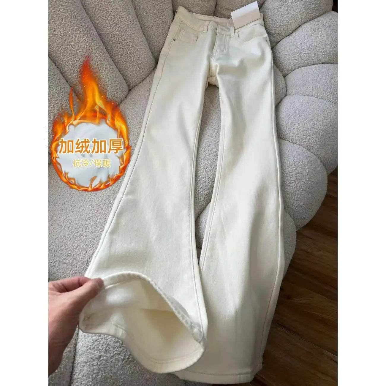 Damen Winter Warm Thermo Jeans Hose Innenfleece Stretch Hosen Leggins Denim
