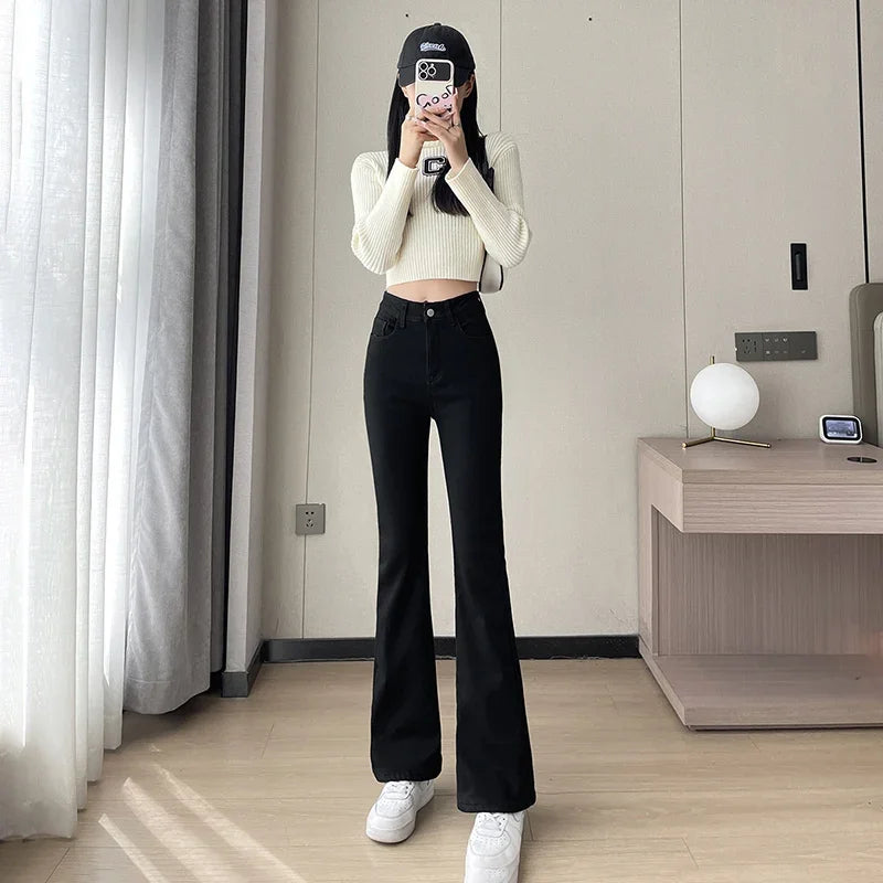Damen Winter Warm Thermo Jeans Hose Innenfleece Stretch Hosen Leggins Denim