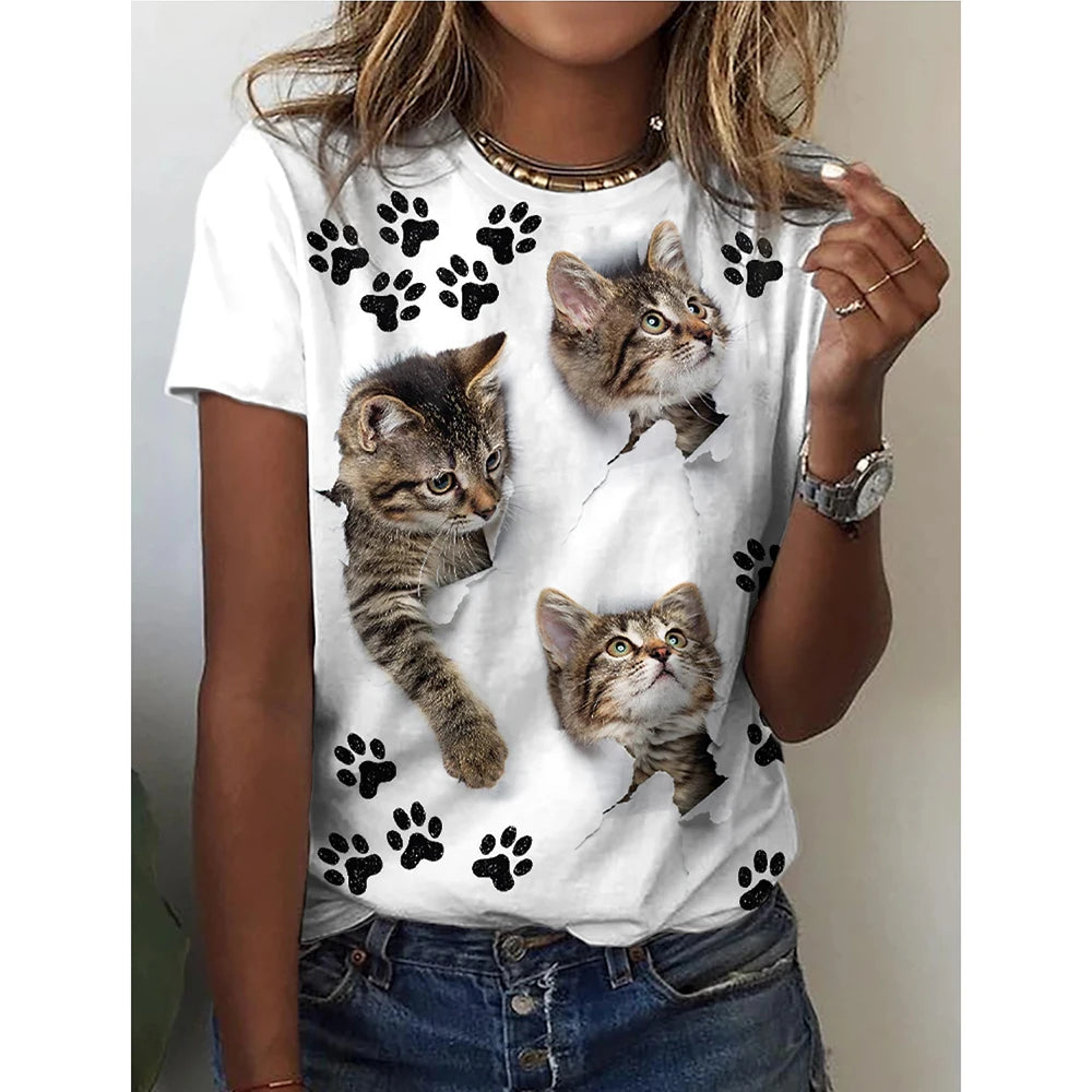 Damen Sommer Top Yorkshire T-Shirt Rundhals Streetwear lockeres Damentop Bluse