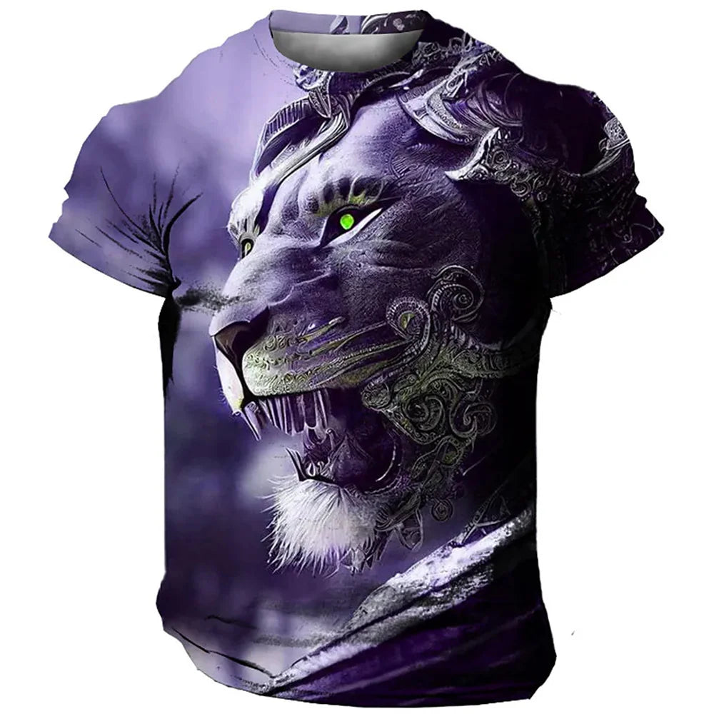 Herren T-Shirt Löwen 3D Shirt Rundhals Streetwear Lions Tank Top Polo Hemd