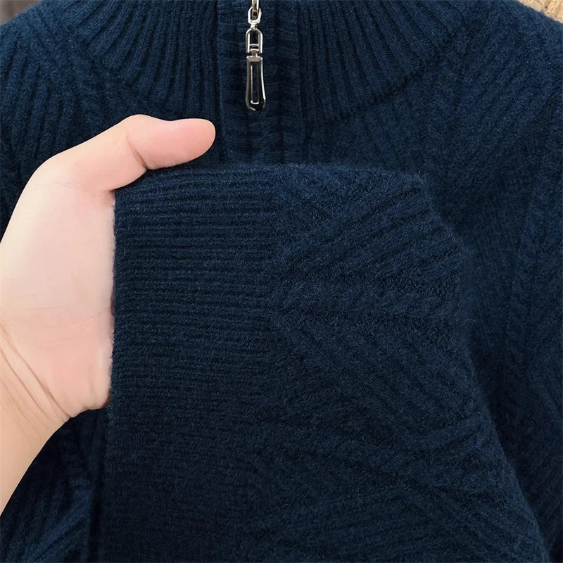Herren Pullover Sweatshirt Troyer Pulli Sweater Stehkragen Zipper Langarmpulli