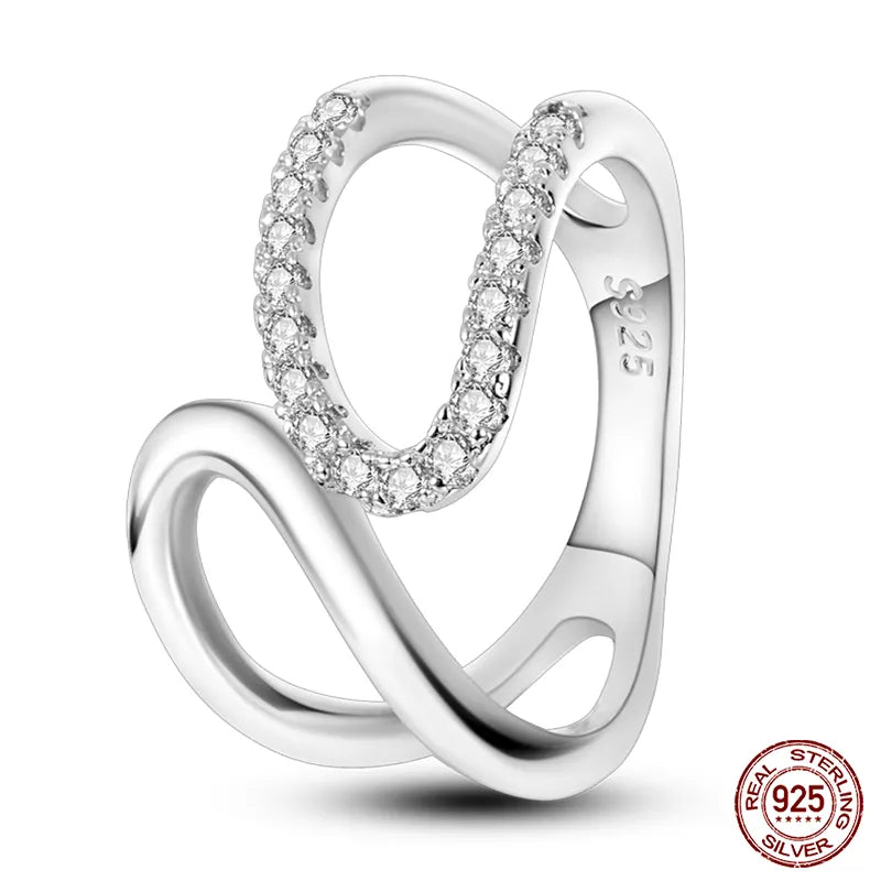 Massiv Sterling Silber 925 Ring filigran Fashion Damenring mit AAA Zirkonia