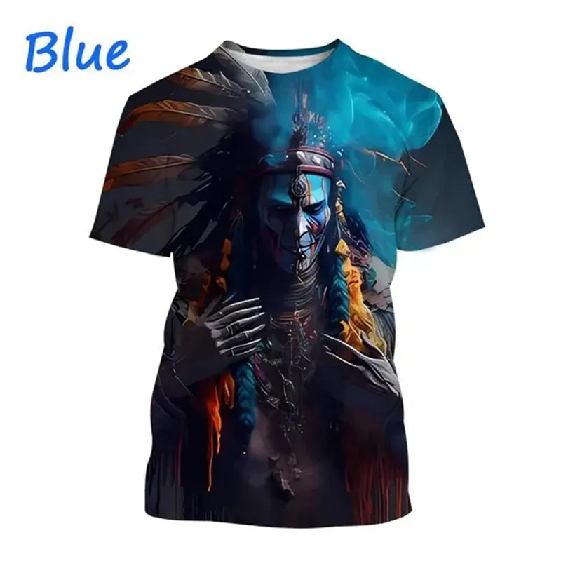 Herren Indianer 3D T-Shirt Rundhals Unisex Sommer Streetwear