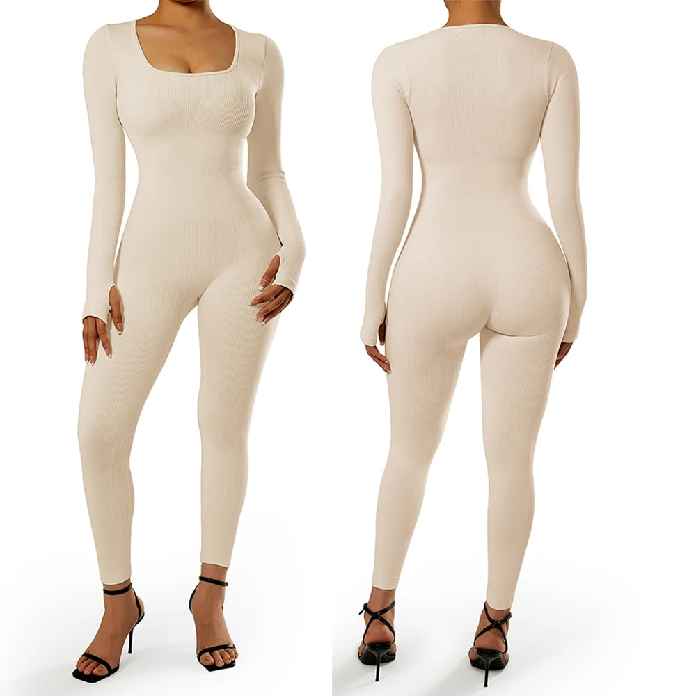 Damen Overall Bodycon Jumpsuit Streetwear Fitness-Strampler Playsuit Bodysuit