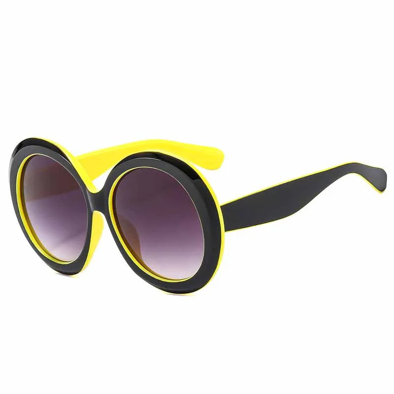 Damen Sonnenbrille Designer Luxus Brille Runde Übergröße Gläser Vintage UV400
