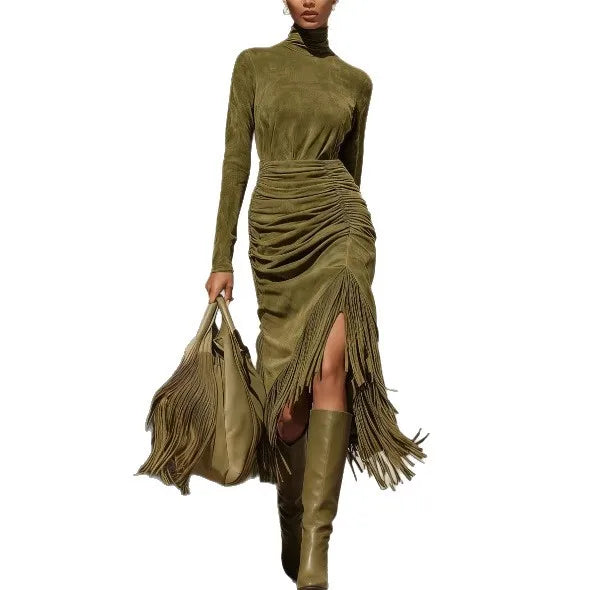 Damen Kleid Samtkleid mit Raffungen Partykleid Cocktail Abendkleid Sexy Clubwear