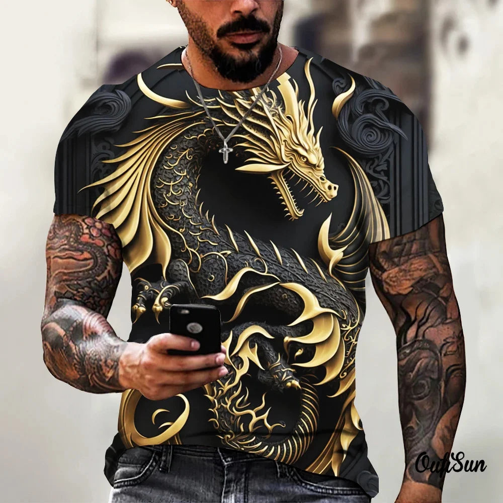 Männer Drachen T-shirt Mode 3d Gedruckt T Shirt Tier Muster Kurzen ärmeln Übergroßen Streetwear T-shirts Sommer Casual männer tops