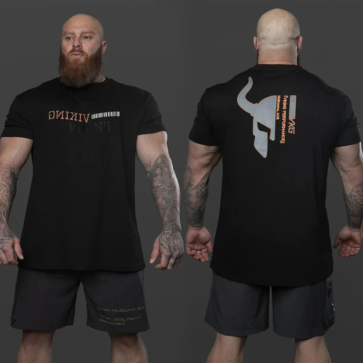Herren Viking T-Shirt Rundhals Unisex Streetwear Gym Fitness Kurzarm Shirt