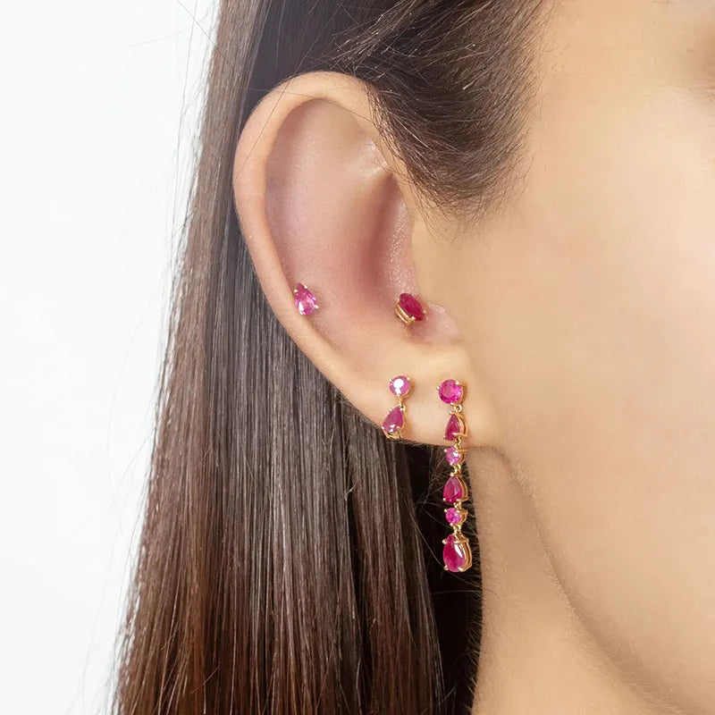 1 Paar Creolen aus 925 sterling Silber Gold Ohrringe Zirkonia Ohrstecker