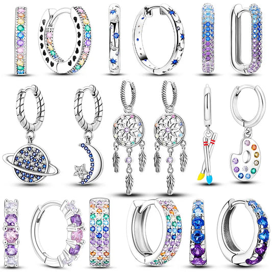 1 Paar Creolen aus 925 sterling Silber Ohrringe Ohrschmuck Zirkonia Ohrstecker