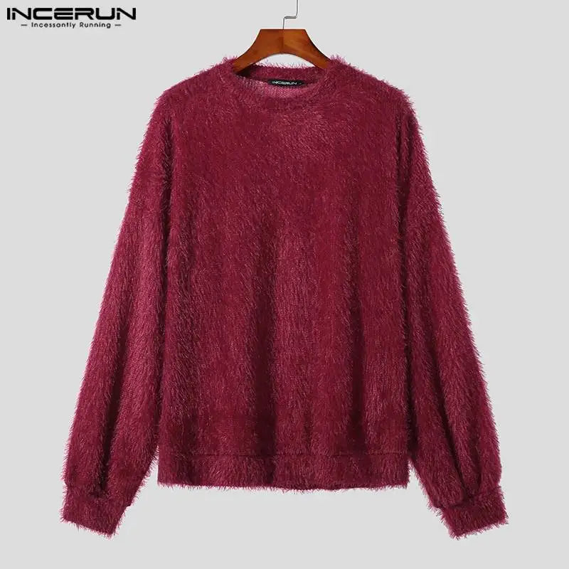 Herren Pullover Einfarbig Plüsch Sweatshirt Sweater Fashion Streetwear Pulli