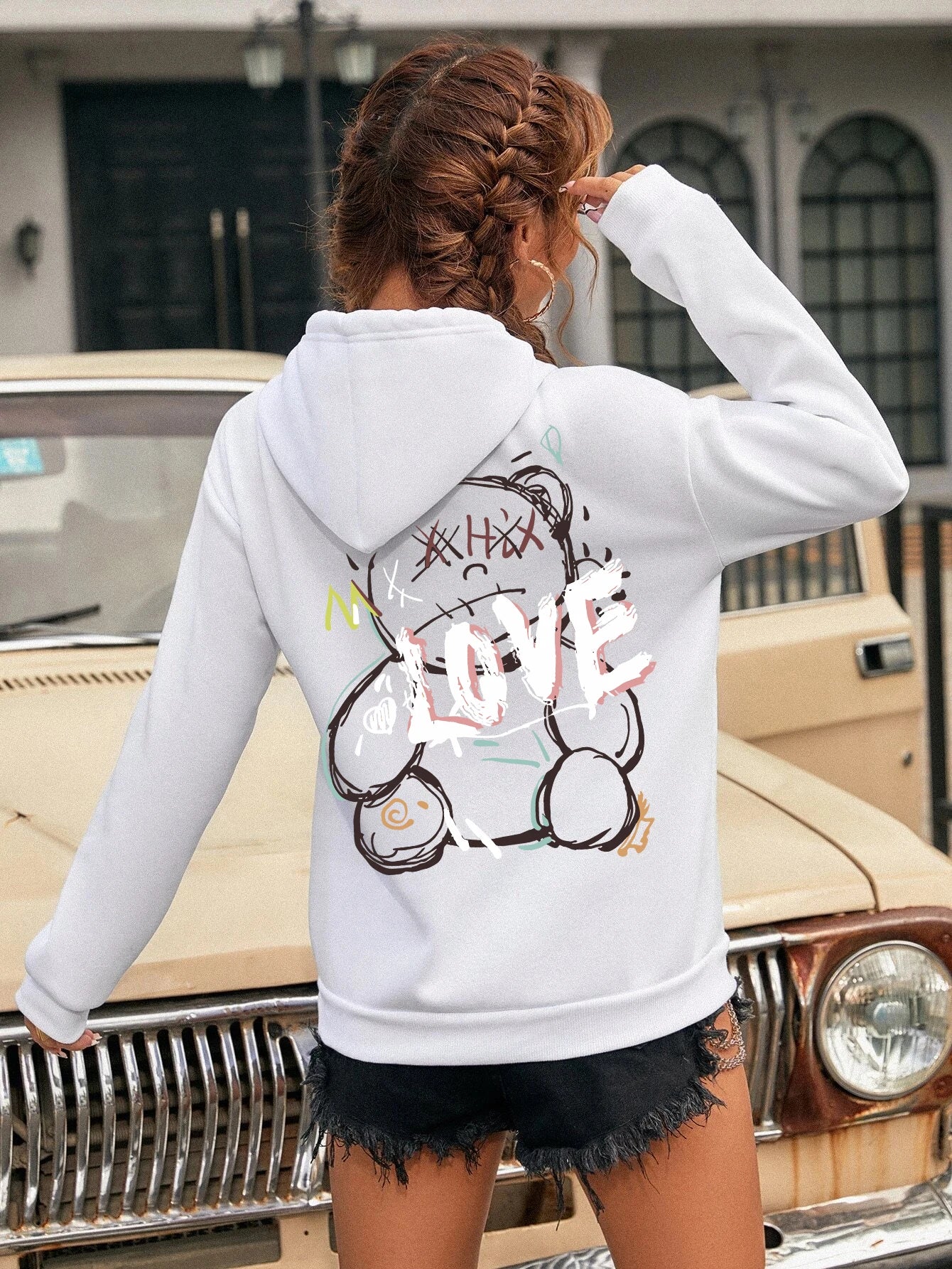 Teddybär Kapuzenpullover Sweatshirt Fleece Hoodie Pulli Damen Kapuzenpulli Shirt