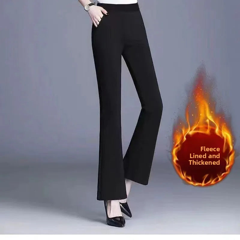 Damen Winter Warm Thermo Schlaghose Hose Innenfleece Stretch Hosen Leggins