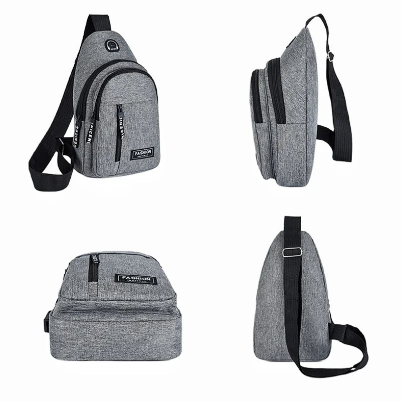 Zaino Monospalla Borsa Da Petto Marsupio Per Uomo Borsello Moto con Porta USB