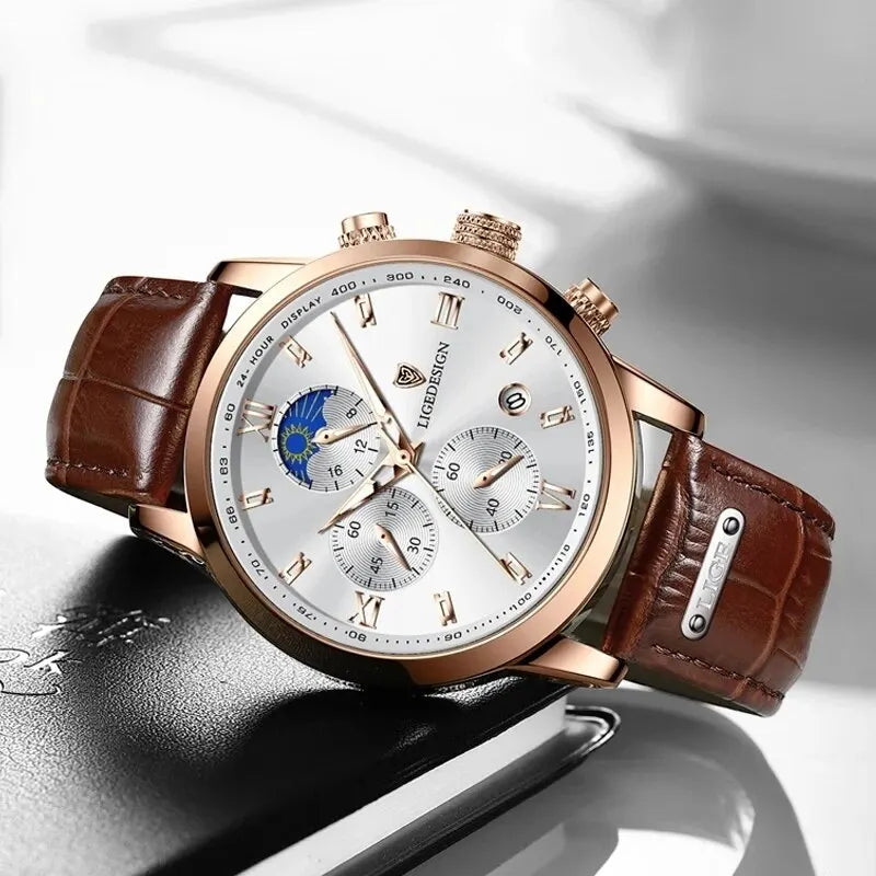 Herren Armbanduhr Digital Uhr Silber Edelstahl LED Quarzuhr Luxus Chronograph