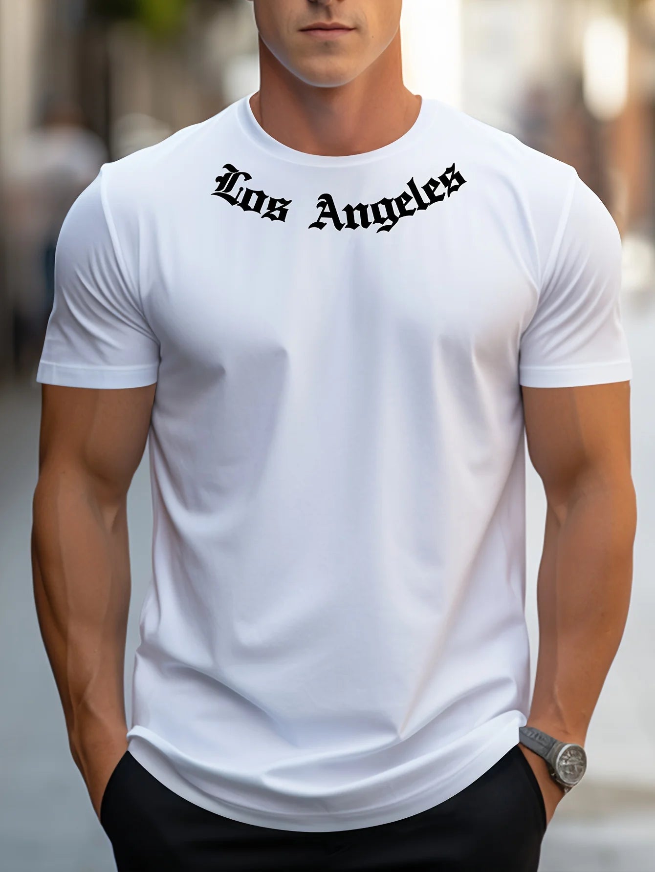 Herren T-Shirt Los Angeles Shirt Rundhals Streetwear Tank Top Hemd Polohemd