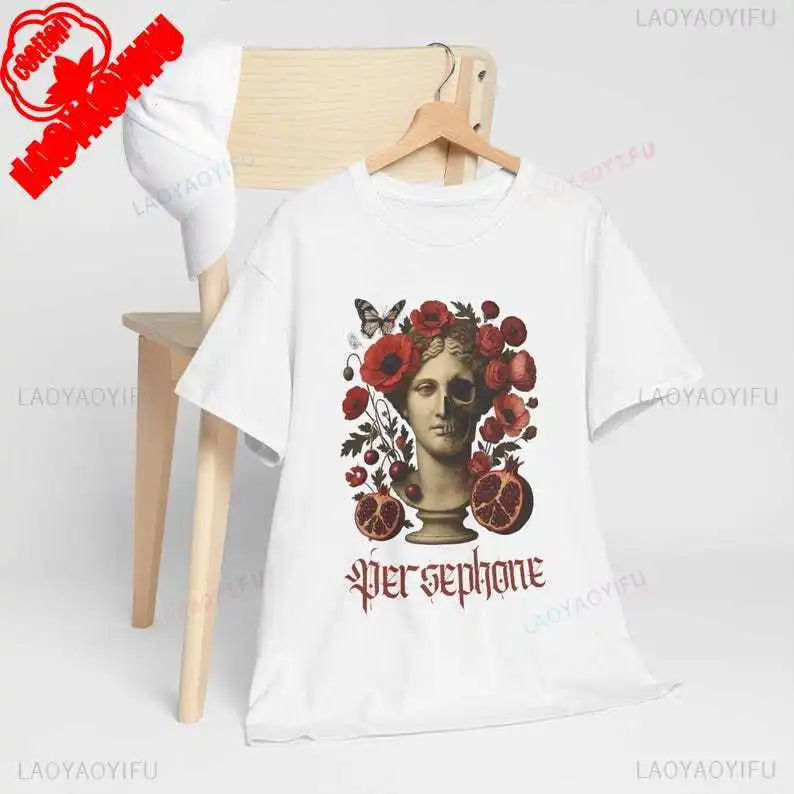 Damen Sommer Top Gothic T-Shirt Rundhals Streetwear lockeres Damentop Bluse