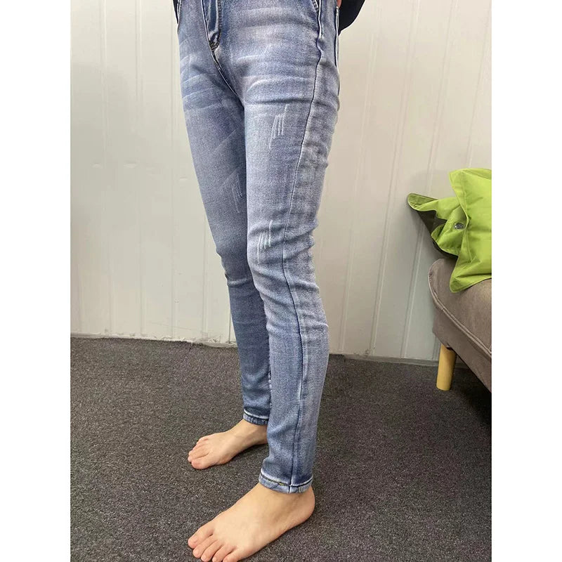 Damen Winter Warm Thermo Jeans Hose Innenfleece Stretch Hosen Leggins Denim
