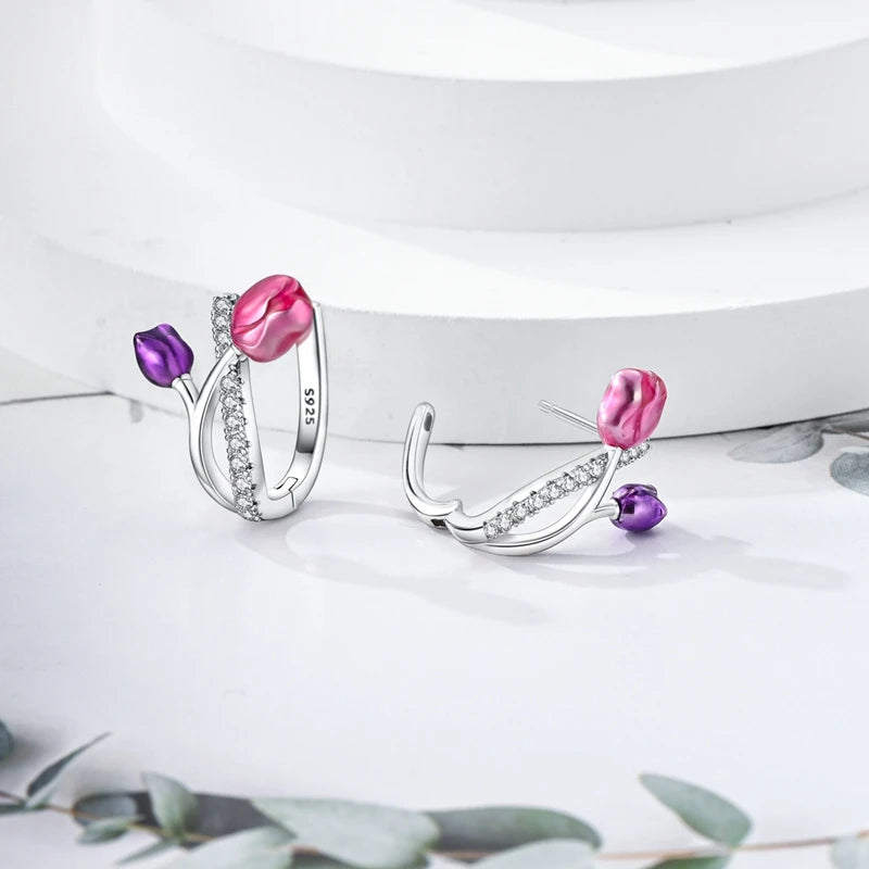 Orecchini a Cerchio in Argento 925 Sterling con Zirconi | Creole Brillantini
