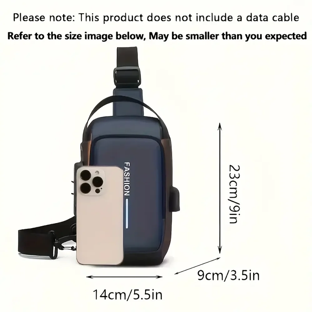 Zaino Monospalla Borsa Da Petto Marsupio Per Uomo Borsello Moto con Porta USB